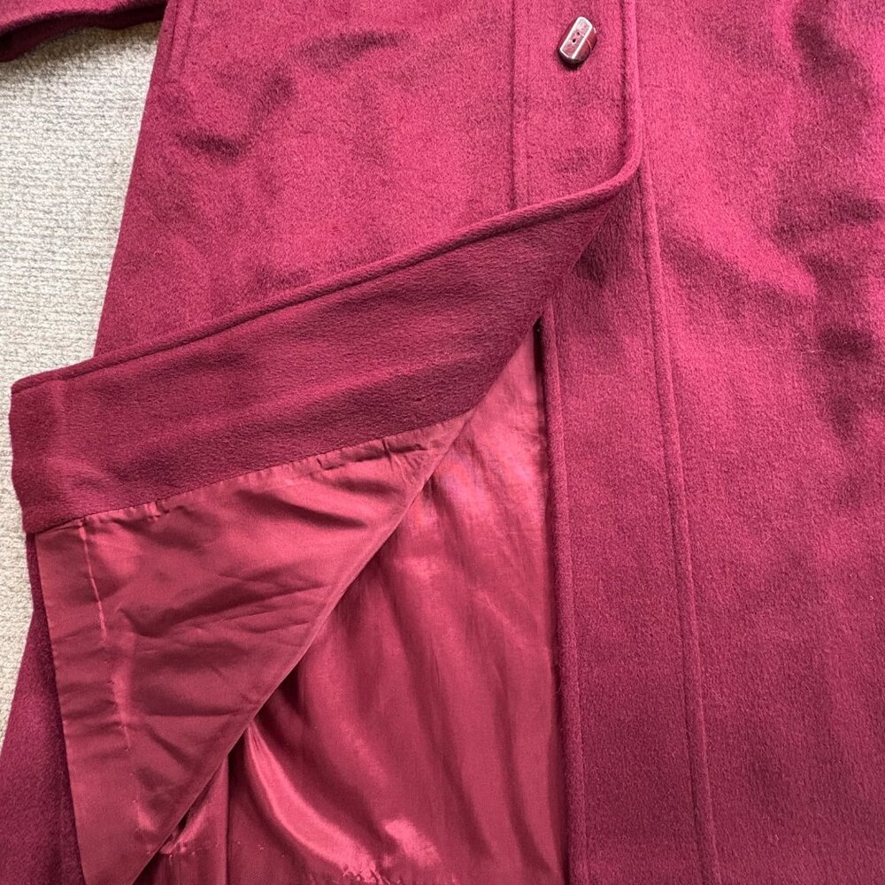 Women's Long Wool-Blend Coat - Raspberry Pink - Picture 8 of 16
